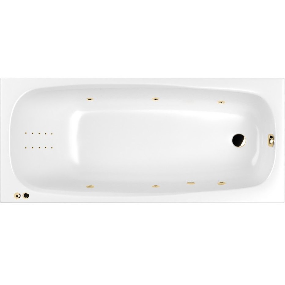 Ванна гидромассажная Whitecross Layla LINE NANO 0102.170075.100.LINENANO.GL 170x75 (белый глянцевый, золотой), каркас, слив-перелив